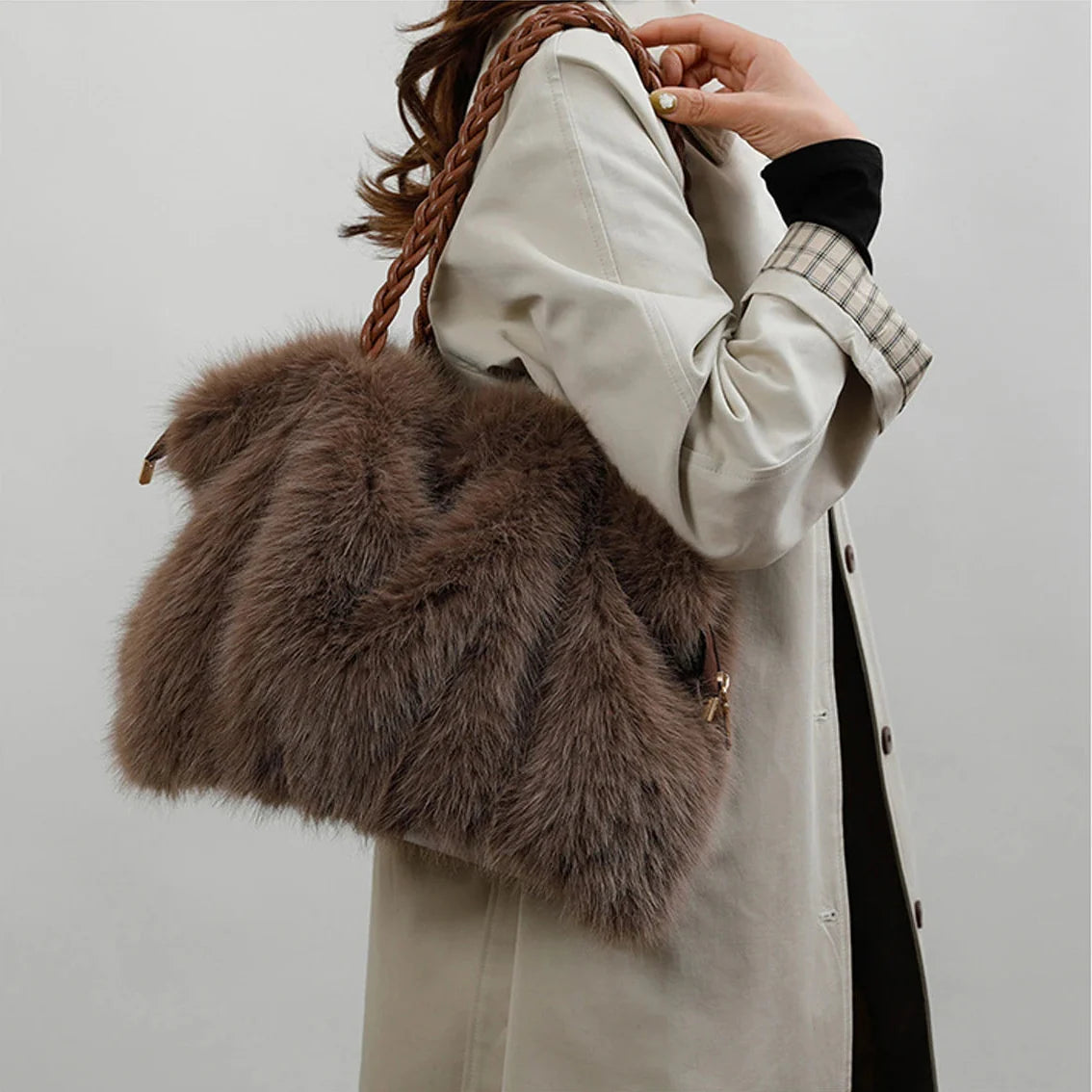 Melanie Faux Mink Fur Tote