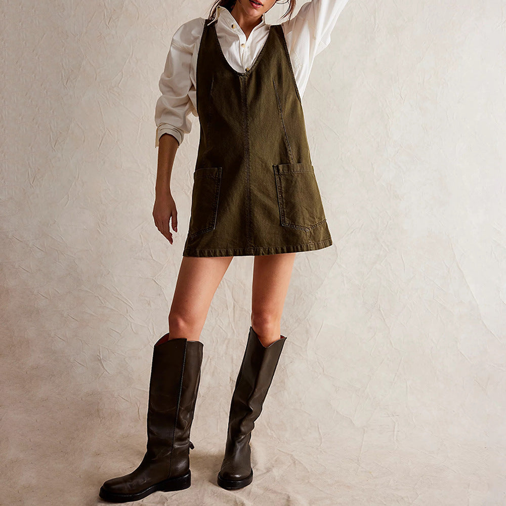 Amara Denim Overall Dress