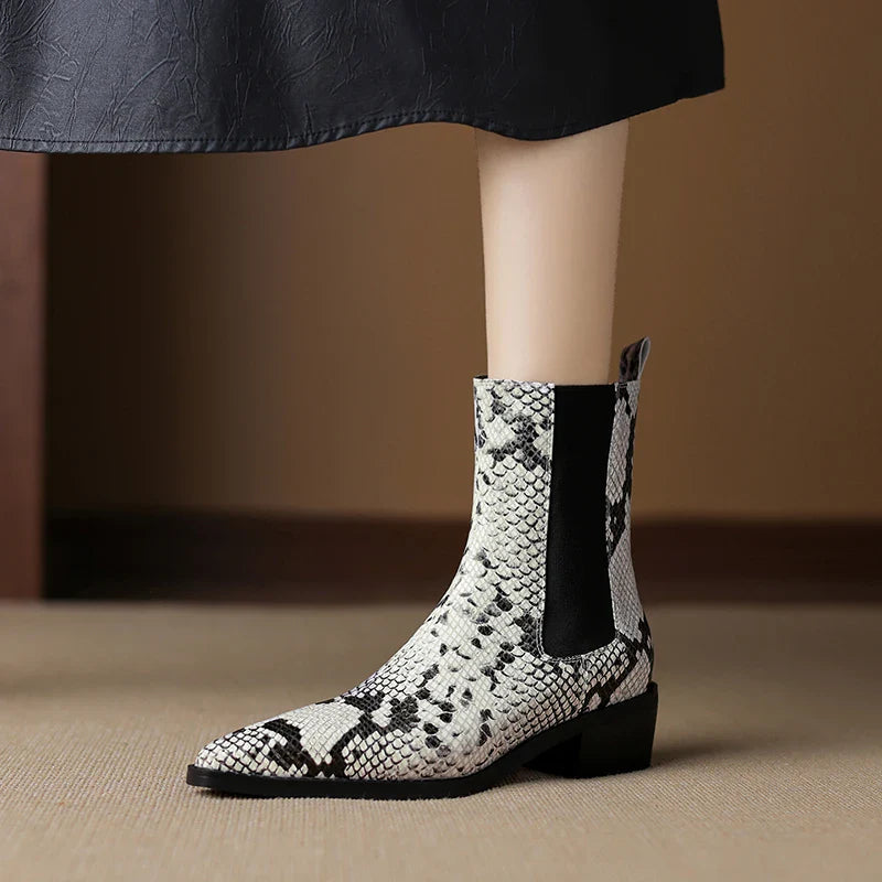 Seraphina Snakeskin Leather Bootie