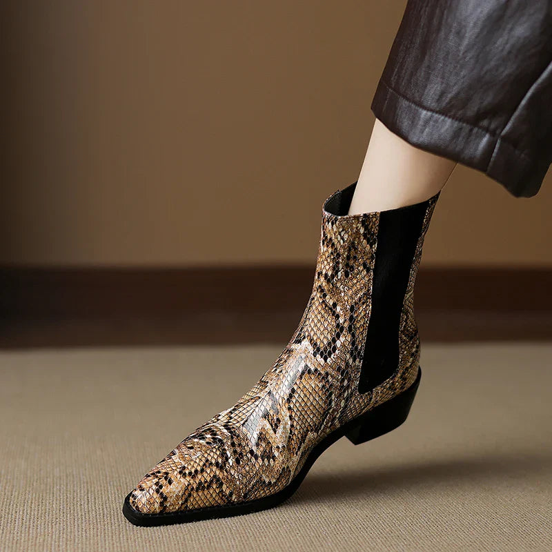 Seraphina Snakeskin Leather Bootie
