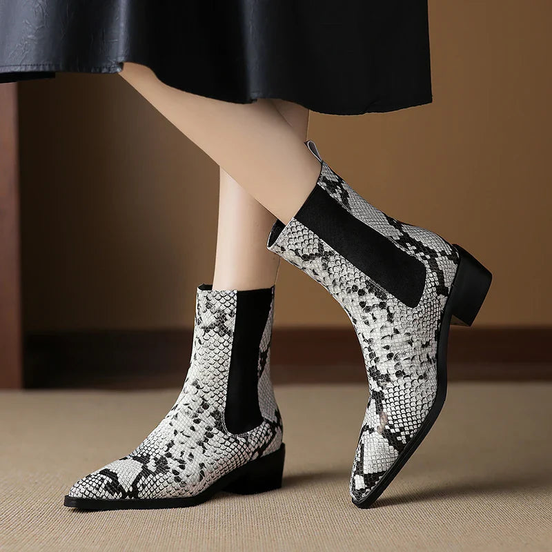 Seraphina Snakeskin Leather Bootie