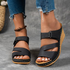 Sandra Leather Wedge Sandal