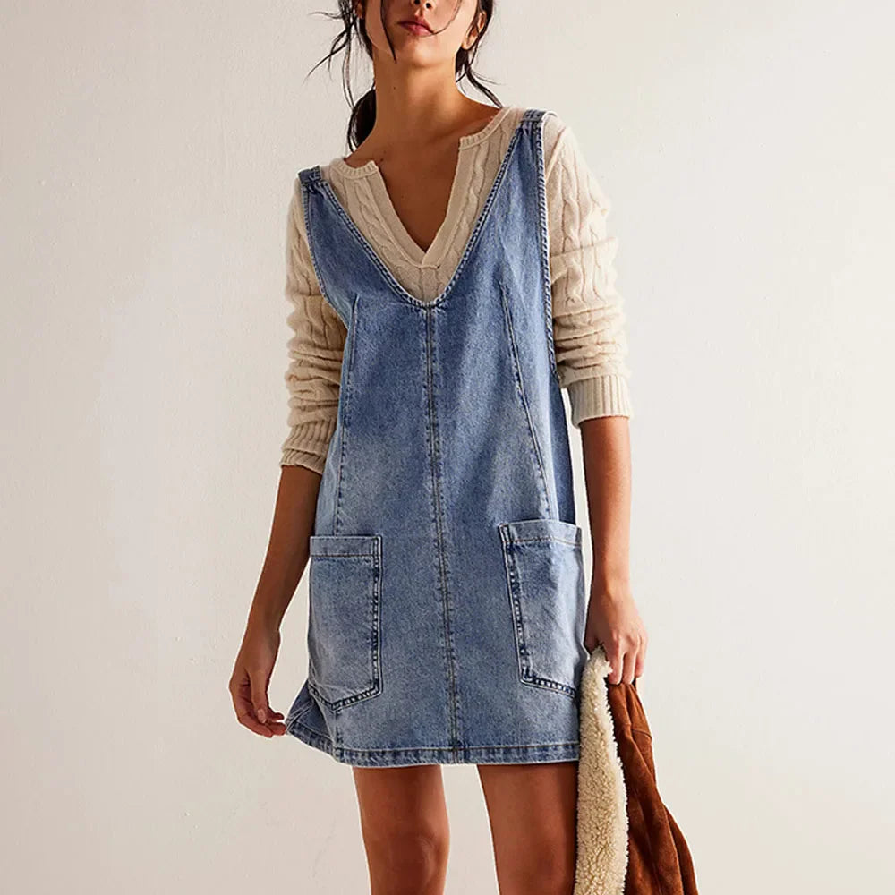 Amara Denim Overall Dress
