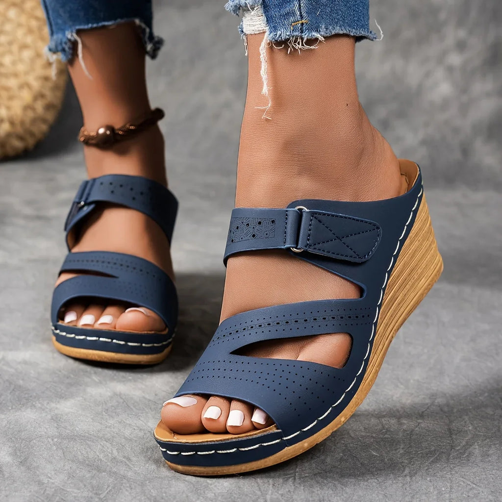 Sandra Leather Wedge Sandal