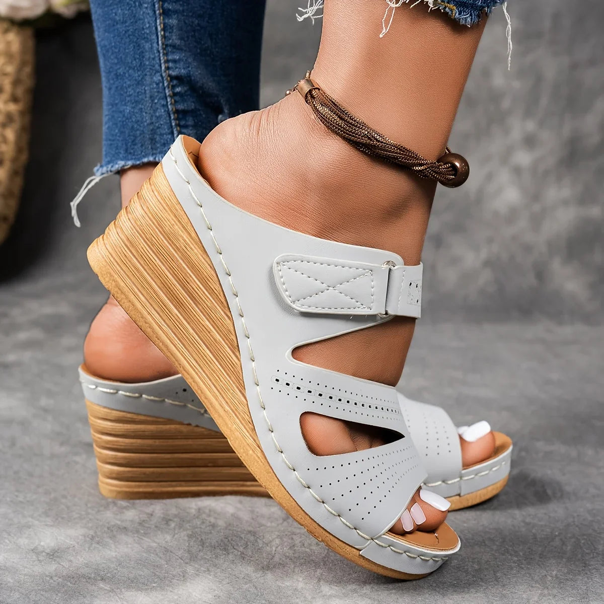 Sandra Leather Wedge Sandal