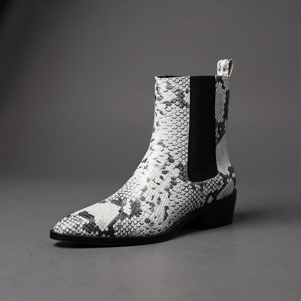 Seraphina Snakeskin Leather Bootie
