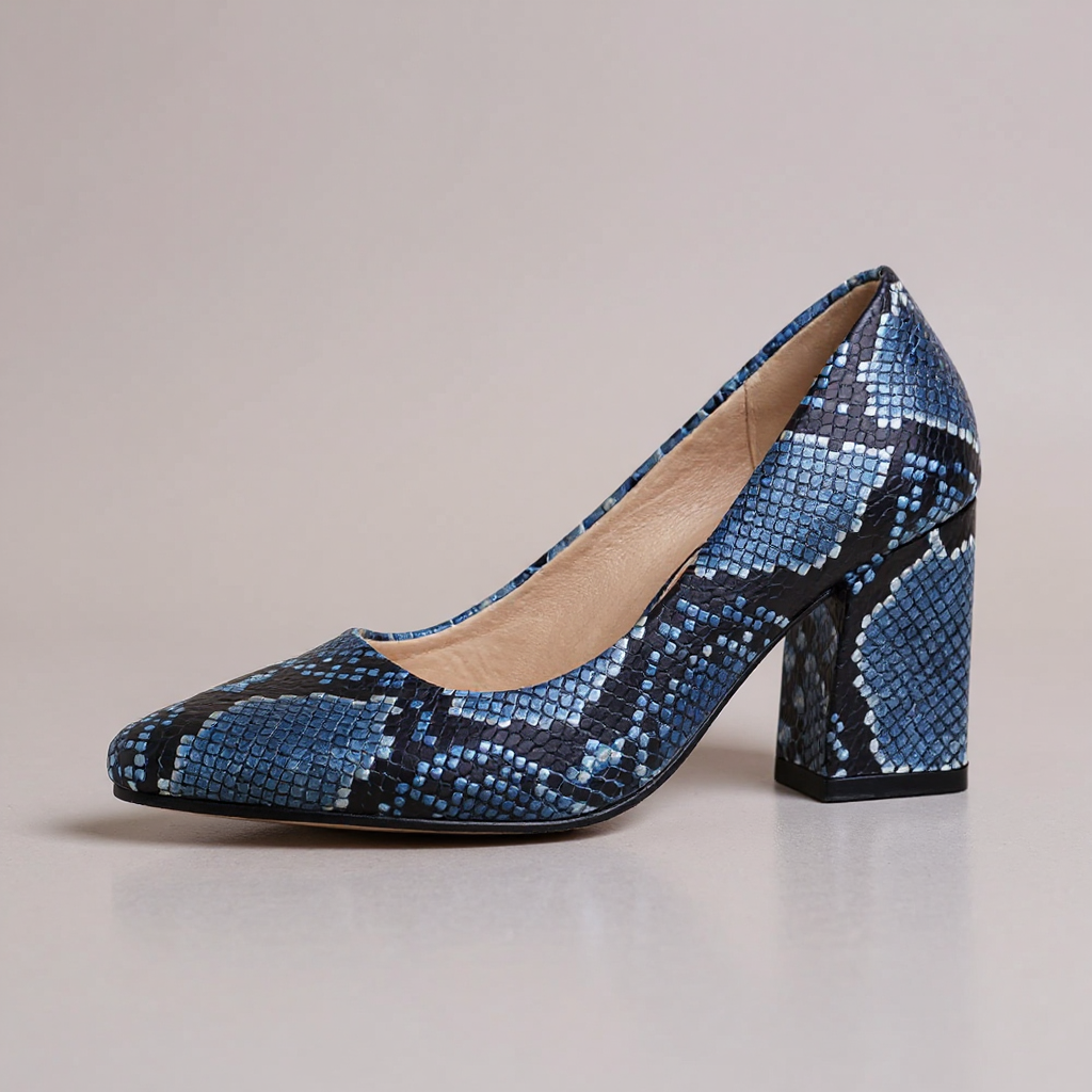 Selene Snake-Embossed Pumps