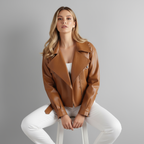 Canella Cropped Leather Trench Jacket