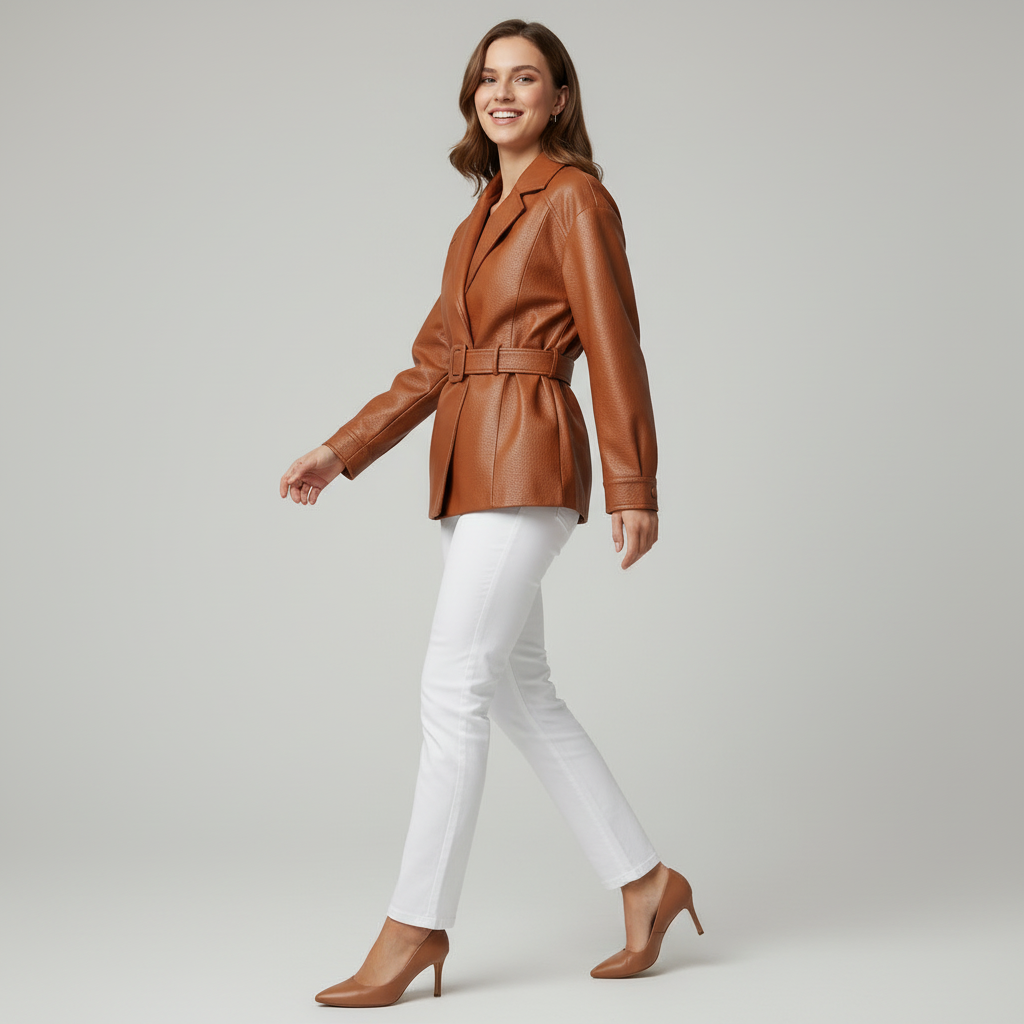 Bianca Belted Genuine Leather Jacket