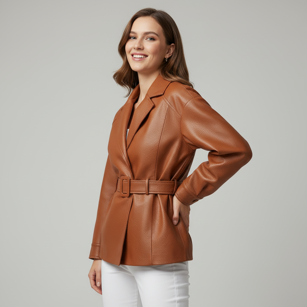 Bianca Belted Genuine Leather Jacket