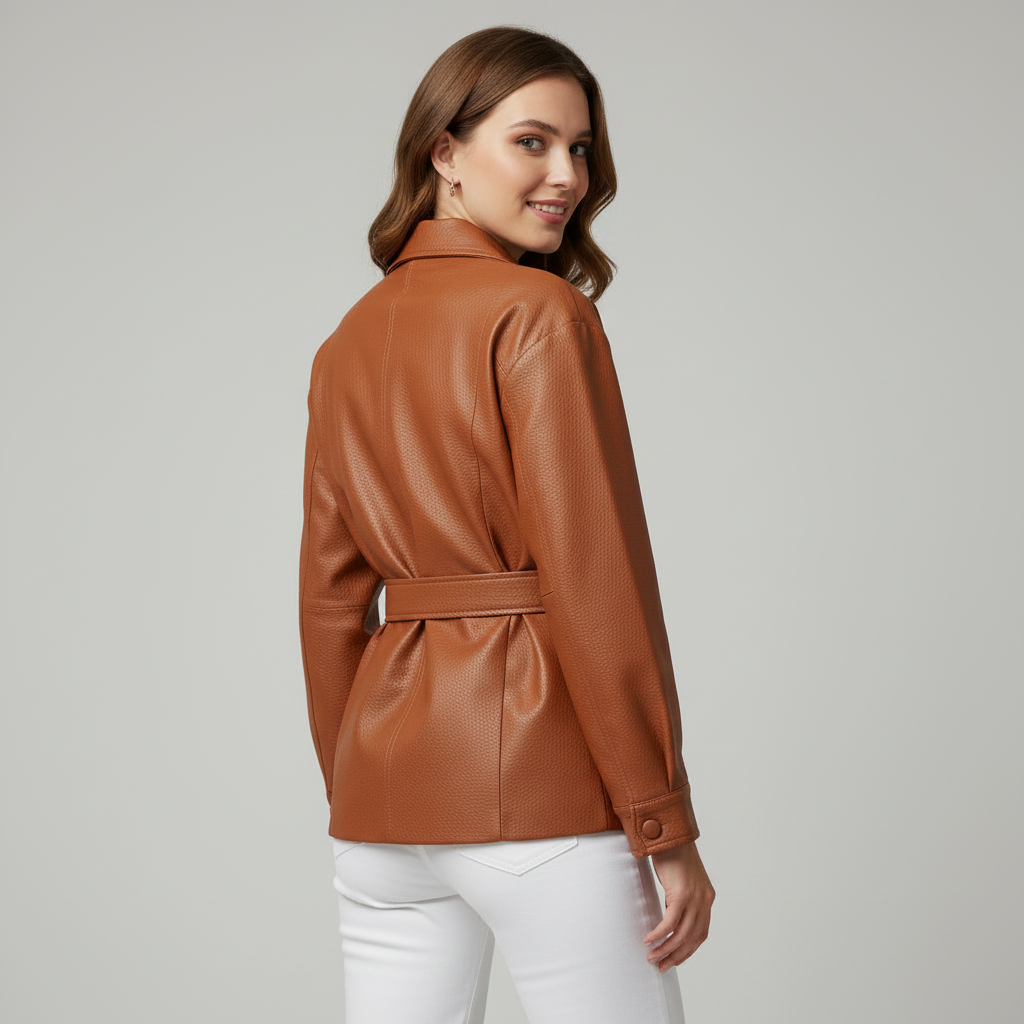 Bianca Belted Genuine Leather Jacket