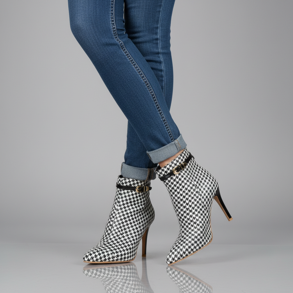 Hannah Houndstooth Ankle Boot
