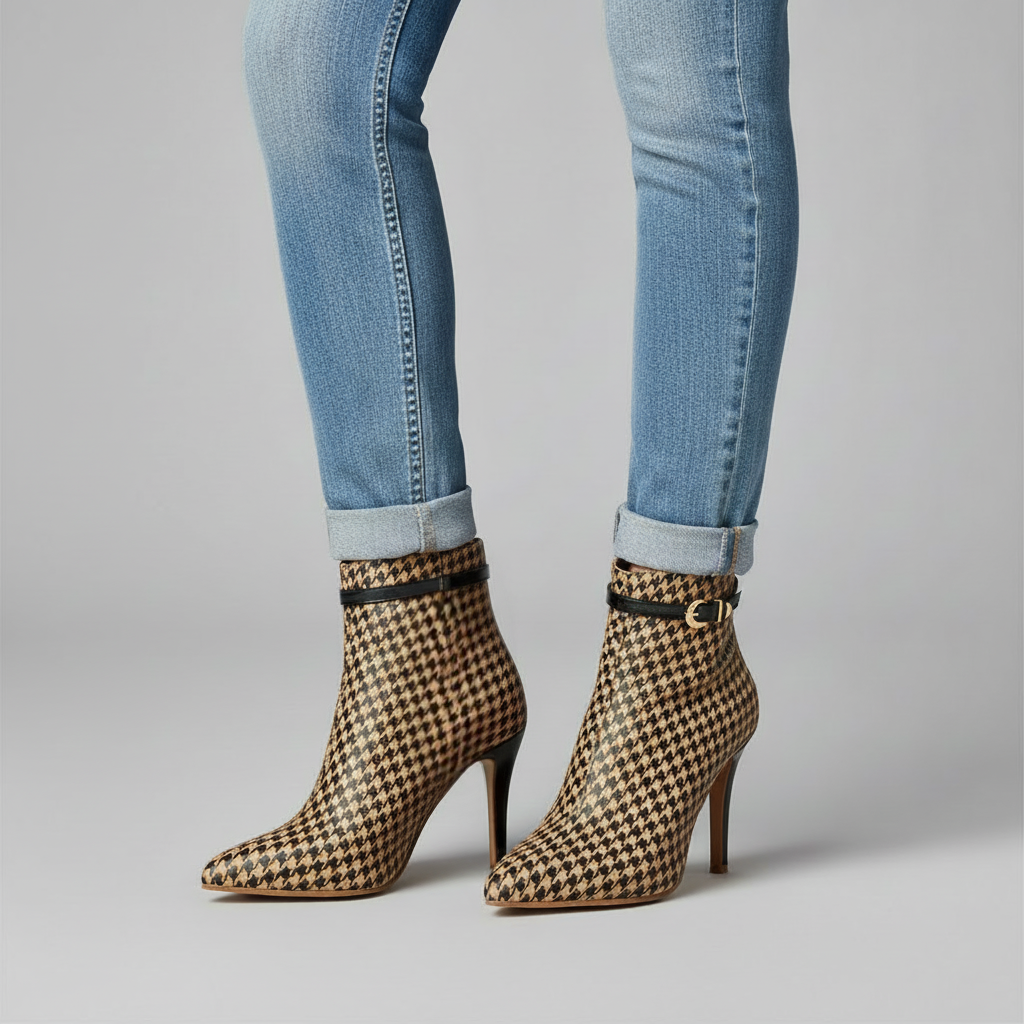Hannah Houndstooth Ankle Boot