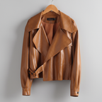 Canella Cropped Leather Trench Jacket