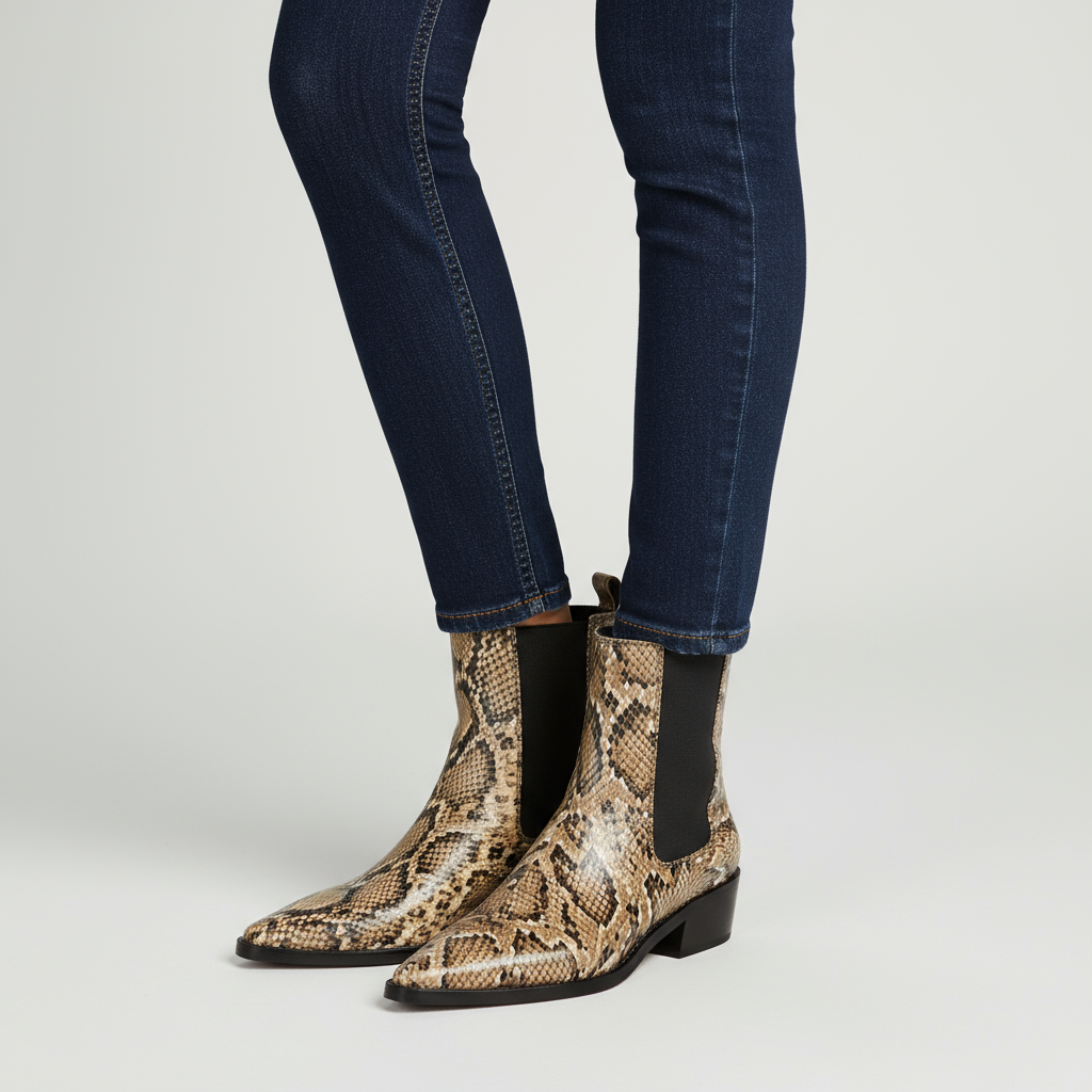 Seraphina Snakeskin Leather Bootie