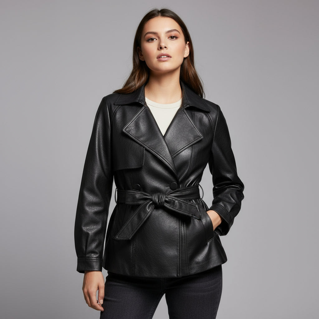 Delaney Leather Trench Coat