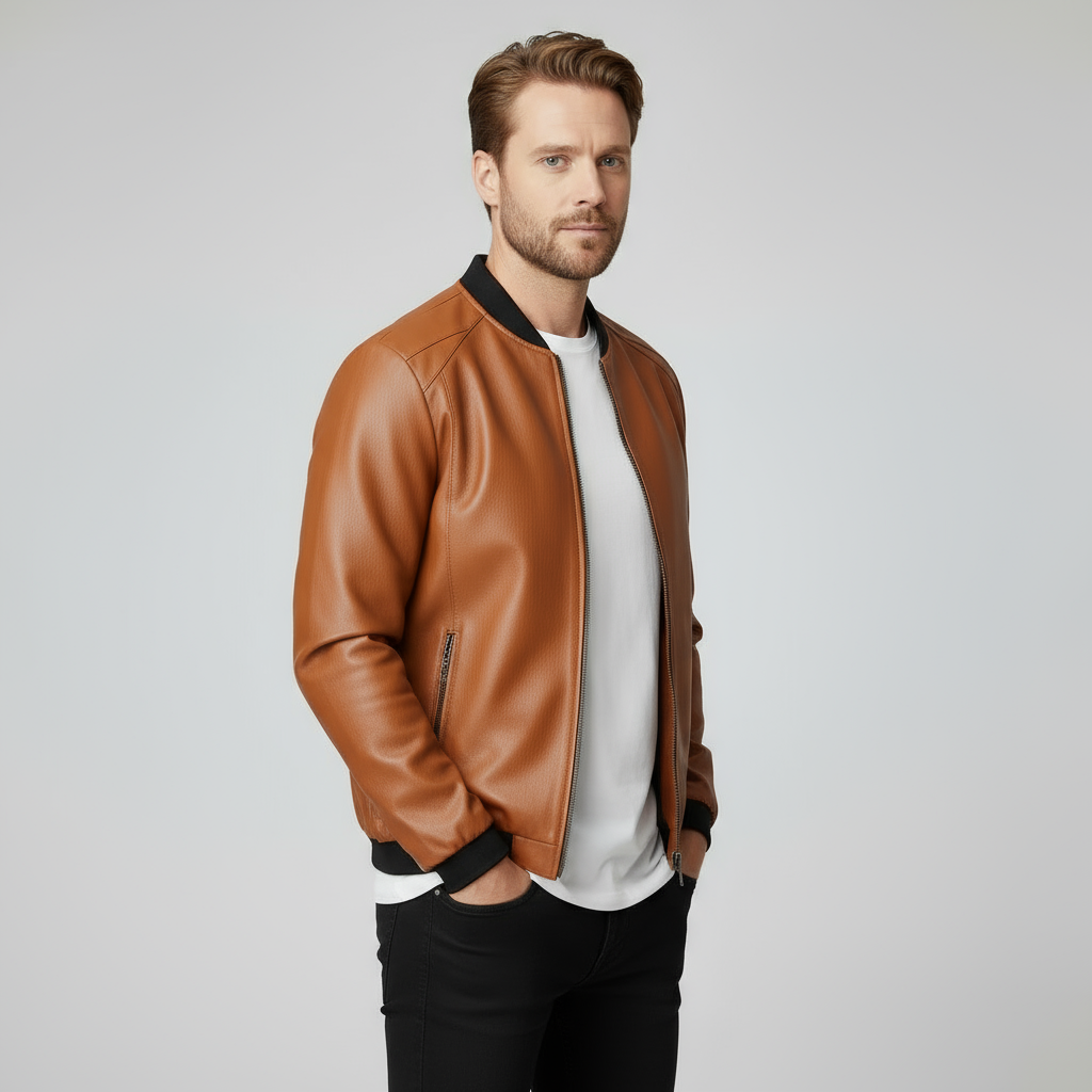 UrbanAviator Men's Leather Bomber Jacket