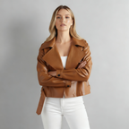 Canella Cropped Leather Trench Jacket